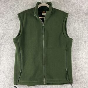Vintage REI Fleece Vest Mens Medium Green Polartec Full Zip Pocket Outdoor 90s